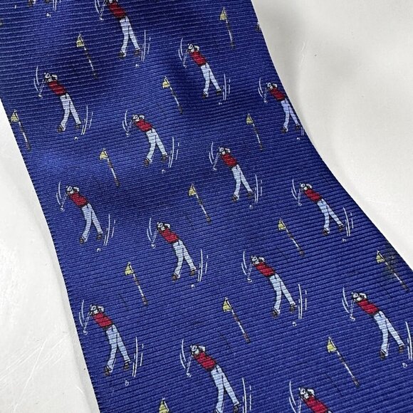 Lauren Ralph Lauren Necktie Mens Golf Swing Silk Accessories USA Tie Blue - Picture 2 of 13